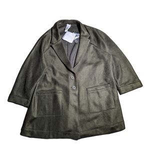 Marla Wynne Layers Olive Green Mesh 3/4 Sleeve Two Button Blazer Sz 1X NWT
